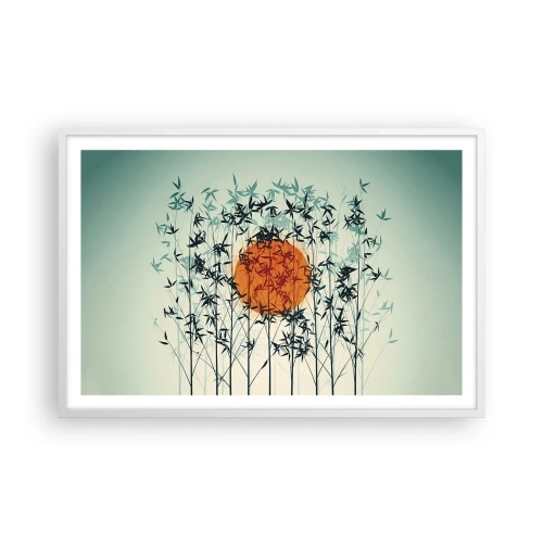 Affiche dans un cadre blanc - Poster - Soleil japonnais - 91x61 cm