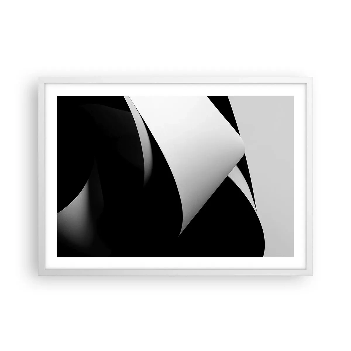 Affiche dans un cadre blanc - Poster - Plans de lumière venus des profondeurs de l'ombre - 70x50 cm