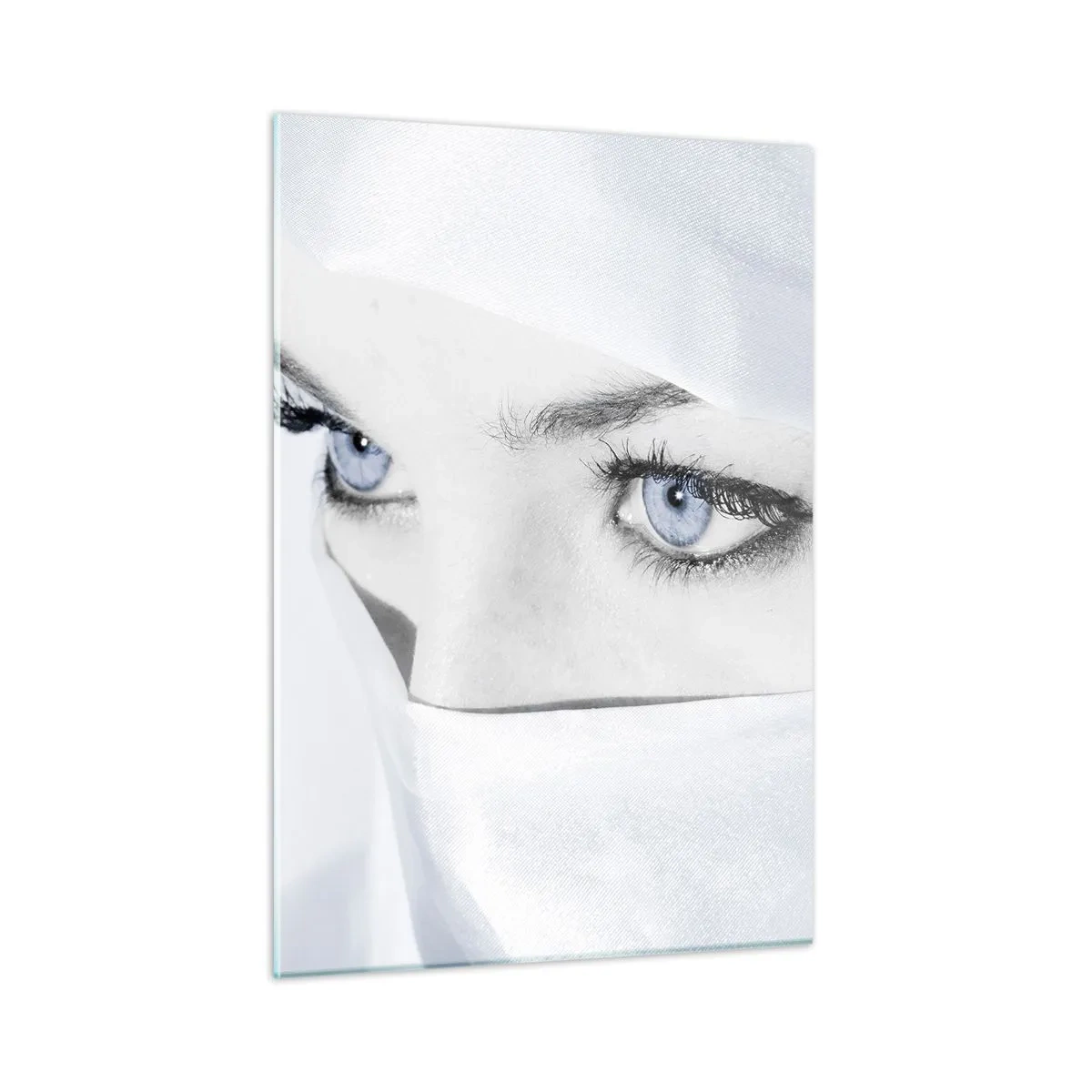 Impression sur verre - Image sur verre - Un portrait subtil avec des yeux bleus expressifs - 50x70cm - Directement des mille et une nuits - Décoration murale moderne pour le salon et la chambre ARTTOR