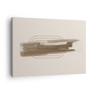 Impression sur toile - Image sur toile - Une composition minimaliste dans les tons beige et gris avec un motif géométrique - 70x50cm - Parfum de gris - Décoration murale moderne pour le salon et la chambre ARTTOR