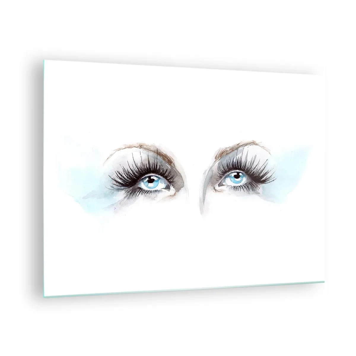 Impression sur verre - Image sur verre - Le regard subtil des yeux bleus dans une composition artistique - 70x50cm - Yeux d'ange? - Décoration murale moderne pour le salon et la chambre ARTTOR