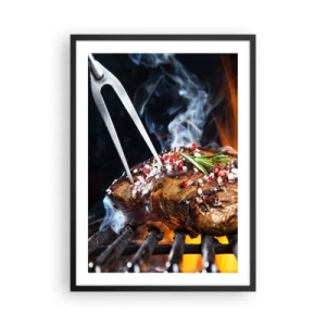 Affiche dans un cadre noir - Poster - Steak grillé aux épices - 50x70cm - Juteux et parfumé - Décoration murale moderne pour le salon et la chambre ARTTOR