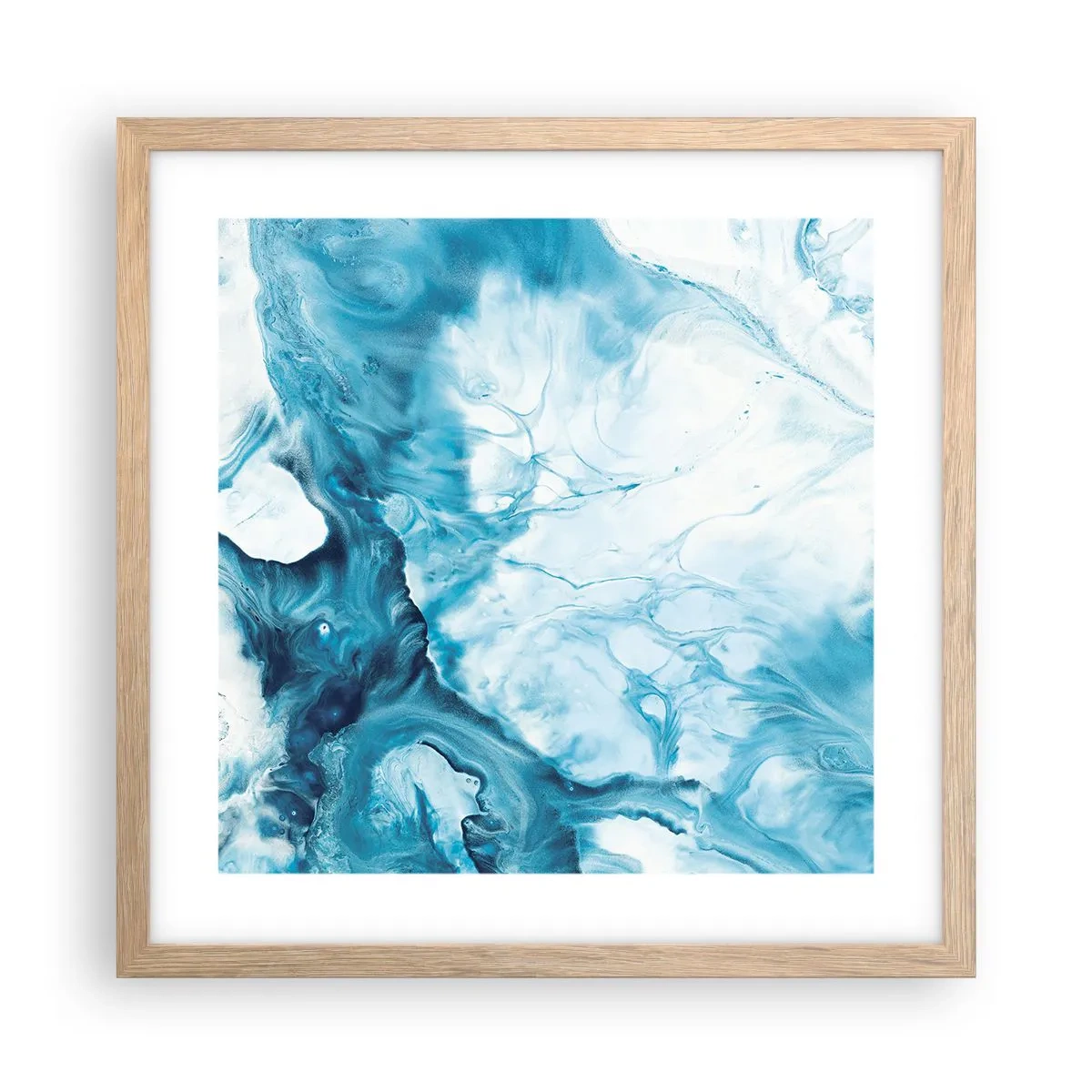 Affiche dans un chêne clair - Poster - Concert de bleu - 40x40 cm