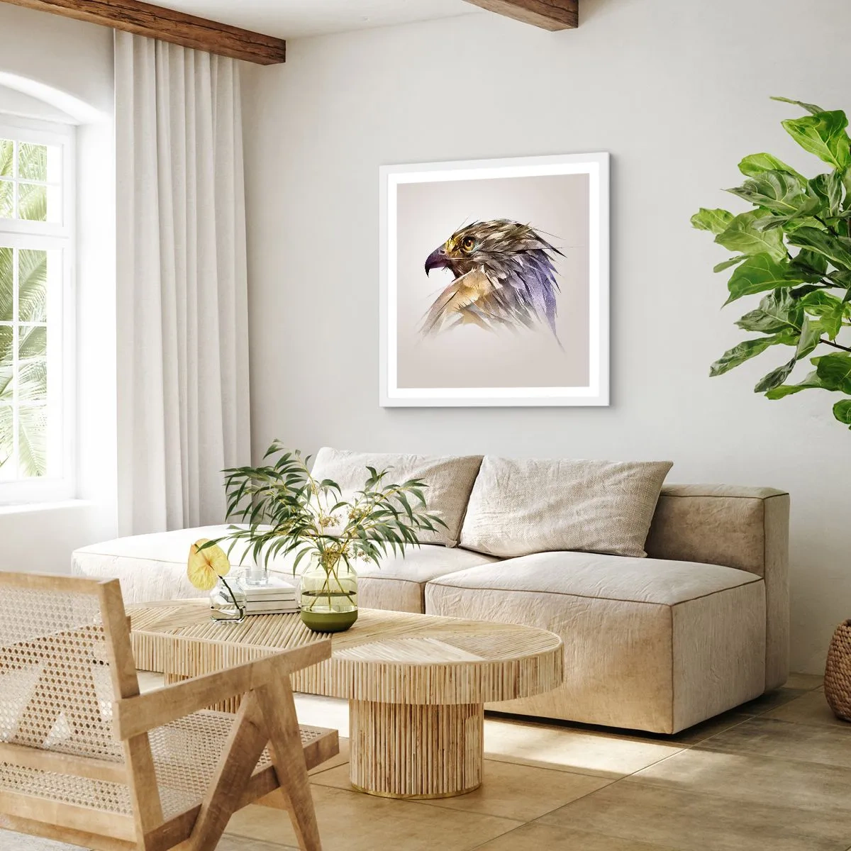 Affiche dans un cadre blanc - Poster - Portrait d'un guerrier - 60x60 cm