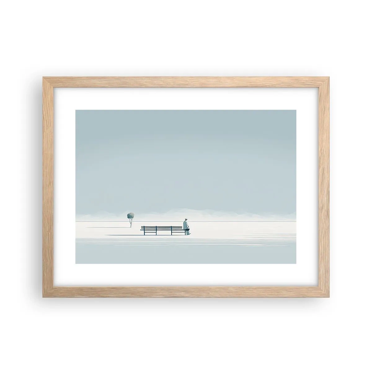 Affiche dans un chêne clair - Poster - Oui, j'attends. - 40x30 cm