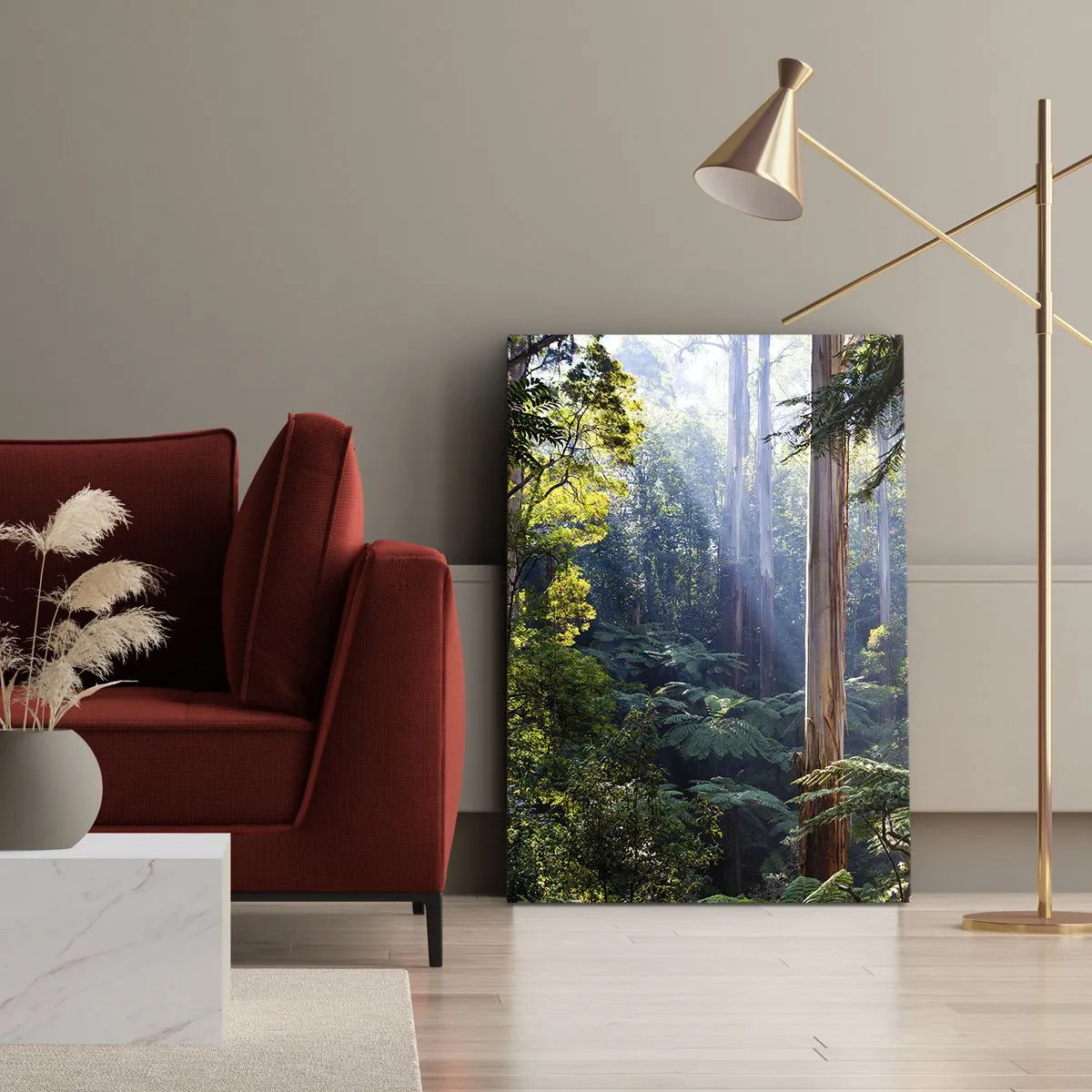 Impression sur toile - Image sur toile - Forêt tropicale illuminée par les rayons du soleil - 70x100cm - Fable de la forêt - Décoration murale moderne pour le salon et la chambre ARTTOR