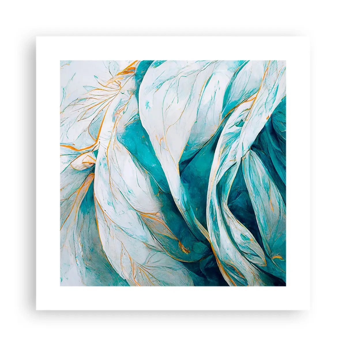 Affiche - Poster - Abstraction bleue avec un motif doré - 40x40 cm