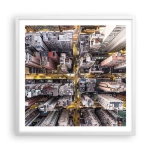 Affiche dans un cadre blanc - Poster - Salutations de Hong-Kong - 60x60 cm
