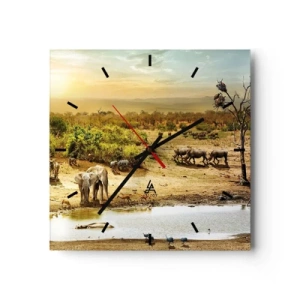 Horloge murale - Pendule murale - "Et d'Eden coulait une rivière..." - 40x40 cm