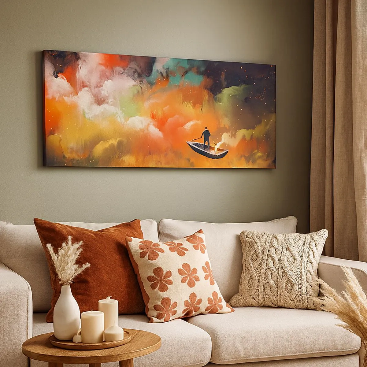 Impression sur toile - Image sur toile - En bateau à travers la galaxie - 100x40 cm