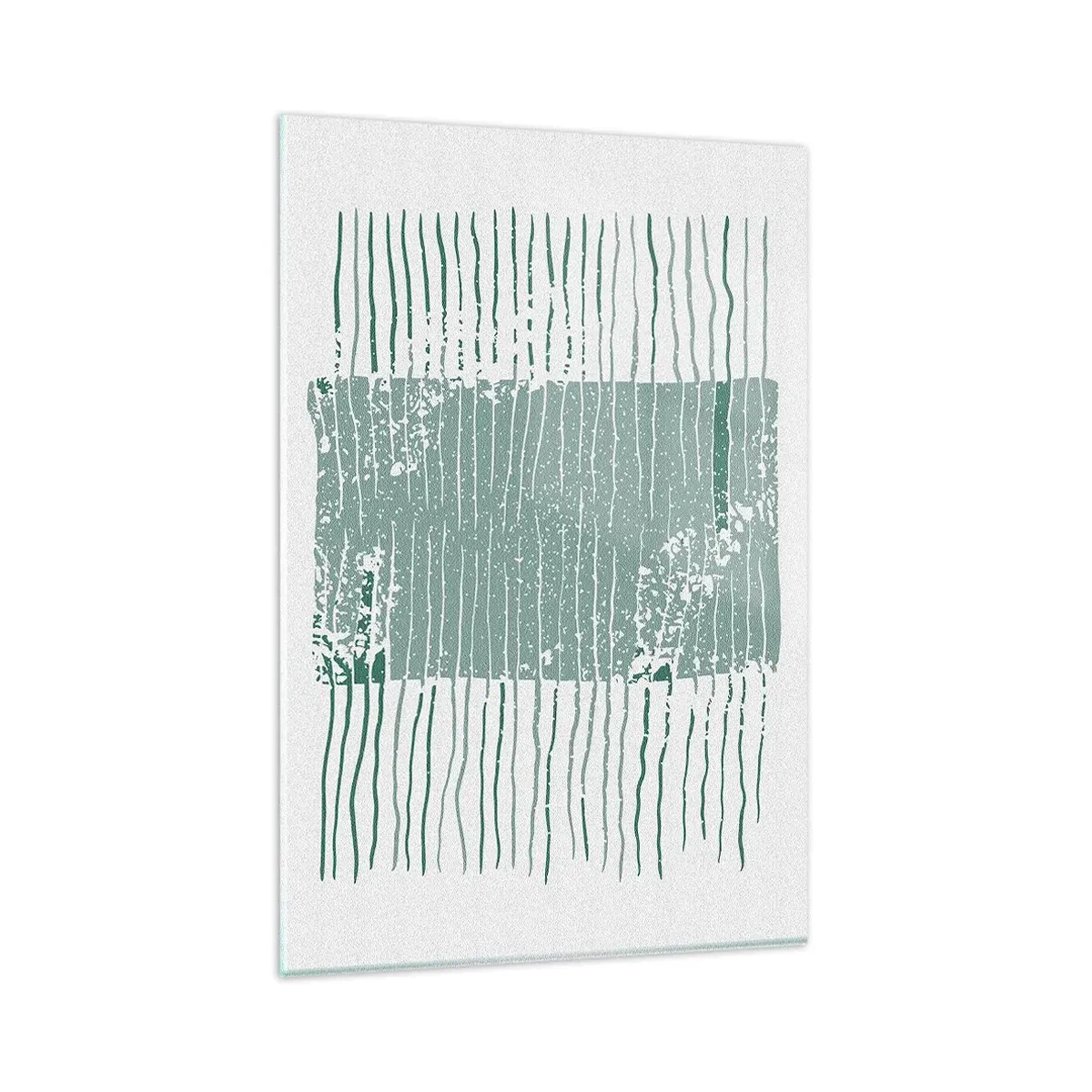 Impression sur verre - Image sur verre - Motif géométrique dans les tons vert mer et blanc - 80x120cm - Abstraction de la mer - Décoration murale moderne pour le salon et la chambre ARTTOR