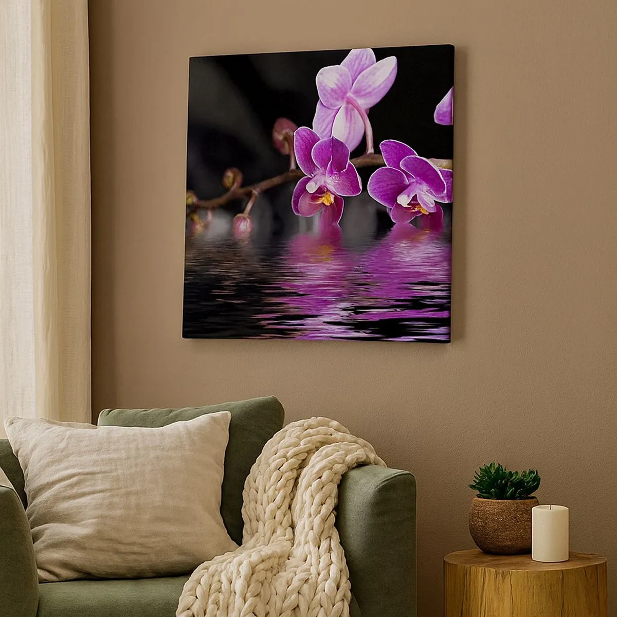 Impression sur toile - Image sur toile - Reflet lilas de la beauté - 30x30 cm