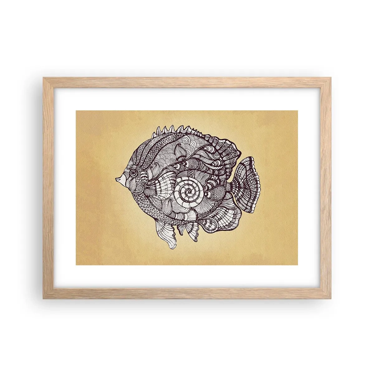 Affiche dans un chêne clair - Poster - D'un océan d'ornements - 40x30 cm