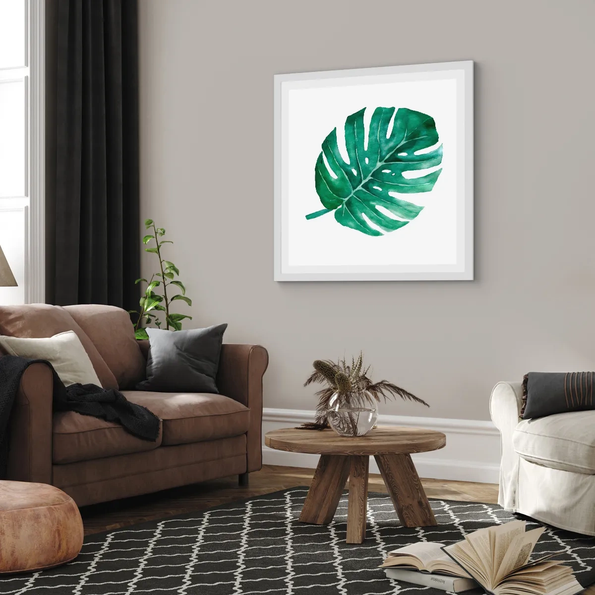 Affiche dans un cadre blanc - Poster - Concept vert - 50x50 cm