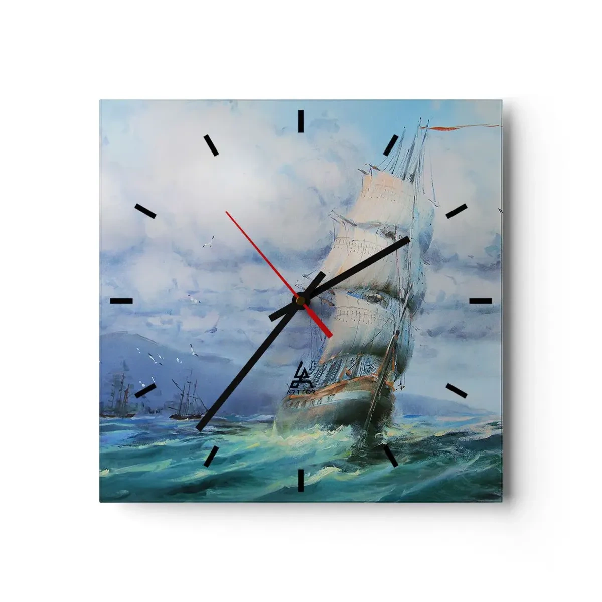 Horloge murale - Pendule murale - Un navire sur une mer agitée - 30x30cm - Vents favorables - Décoration murale moderne pour le salon et la chambre ARTTOR