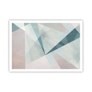 Affiche - Poster - Formes géométriques dans des tons pastel de bleu et de gris - 100x70cm - Calme bien que dynamique - Décoration murale moderne pour le salon et la chambre ARTTOR