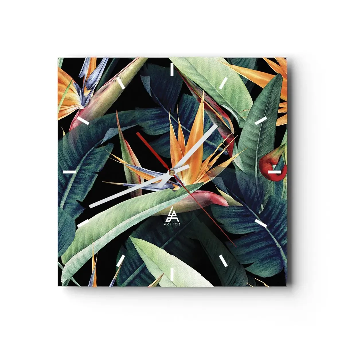 Horloge murale - Pendule murale - Fleurs flamboyantes des tropiques - 40x40 cm