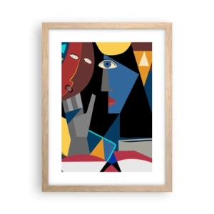 Affiche dans un chêne clair - Poster - Une conversation entre cubistes - 30x40 cm
