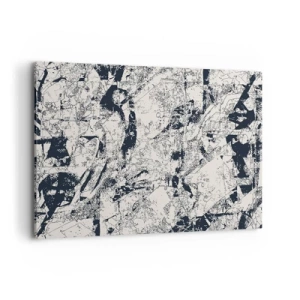 Impression sur toile - Image sur toile - Composition abstraite en noir et blanc avec une mise en page dynamique - 100x70cm - Interpénétration des contraires - Décoration murale moderne pour le salon et la chambre ARTTOR