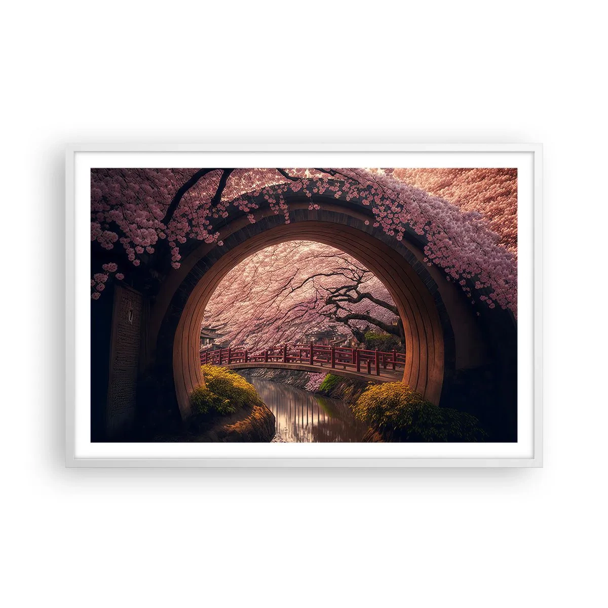 Affiche dans un cadre blanc - Poster - Printemps japonais - 91x61 cm