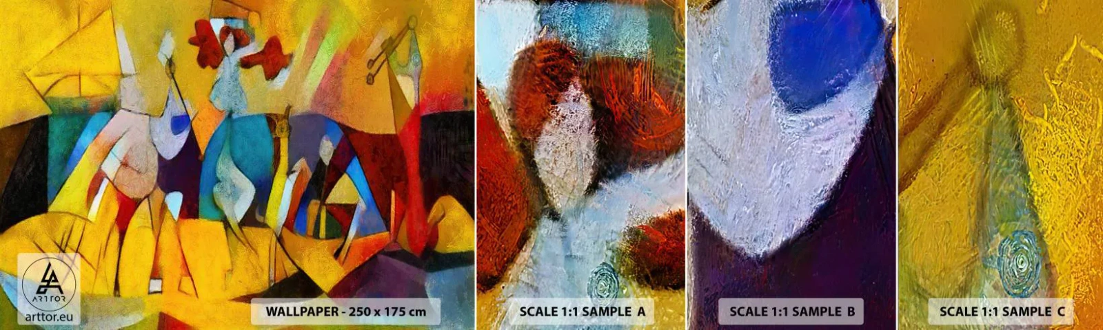 Échantillon de Papier Peint Autocollant Deluxe Sticker - Soleil - vie - joie - Animaux, Afrique, Cubisme - 100x30 cm