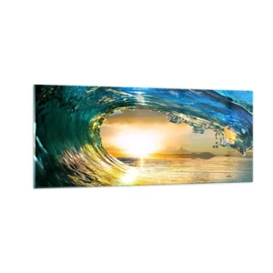 Impression sur verre - Image sur verre - Dans un éclat émeraude-or - 100x40 cm