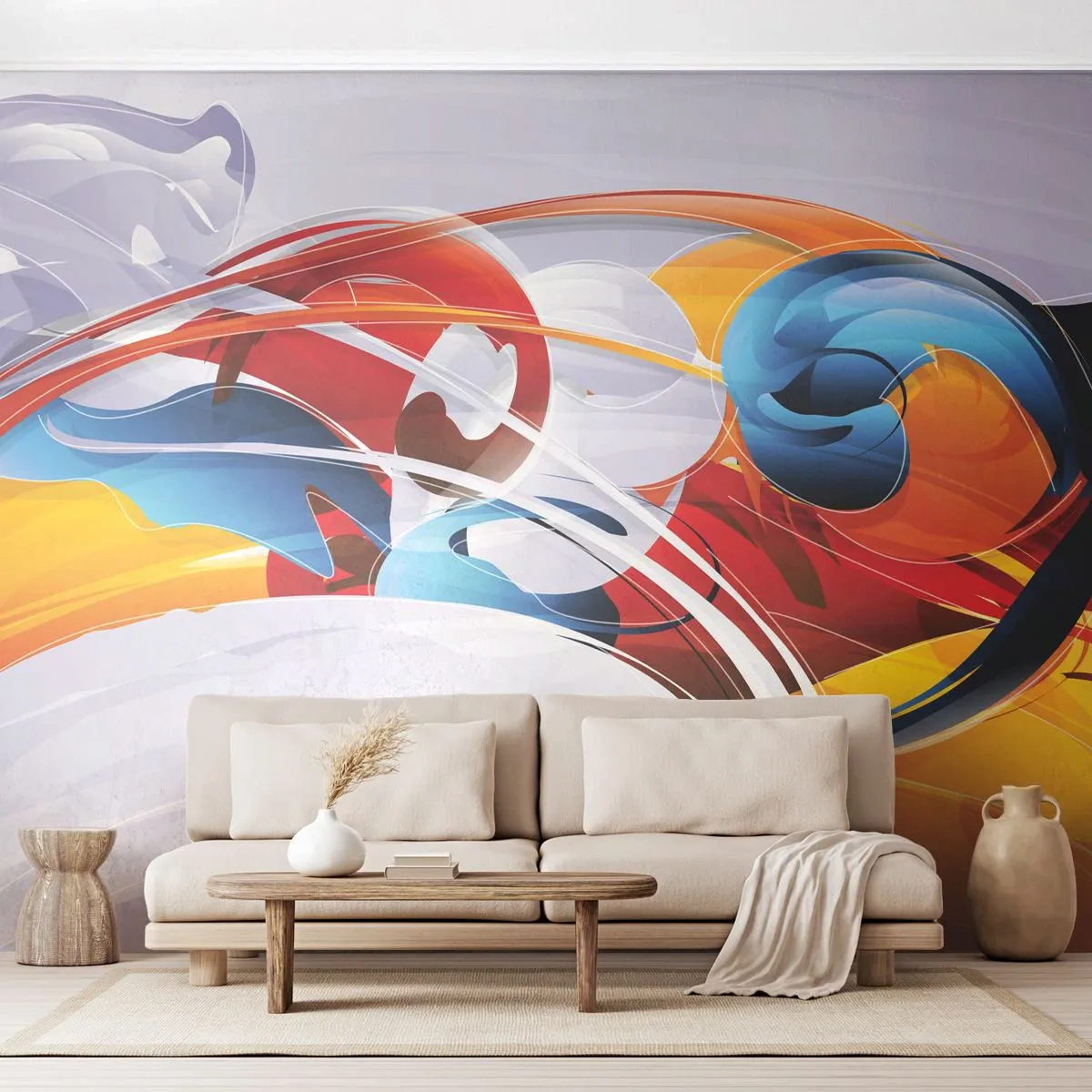 Papier Peint Photo Premium Sand - Une composition abstraite pleine de couleurs et de dynamique - 100x70cm - La danse des éléments - Décoration murale moderne pour le salon et la chambre ARTTOR