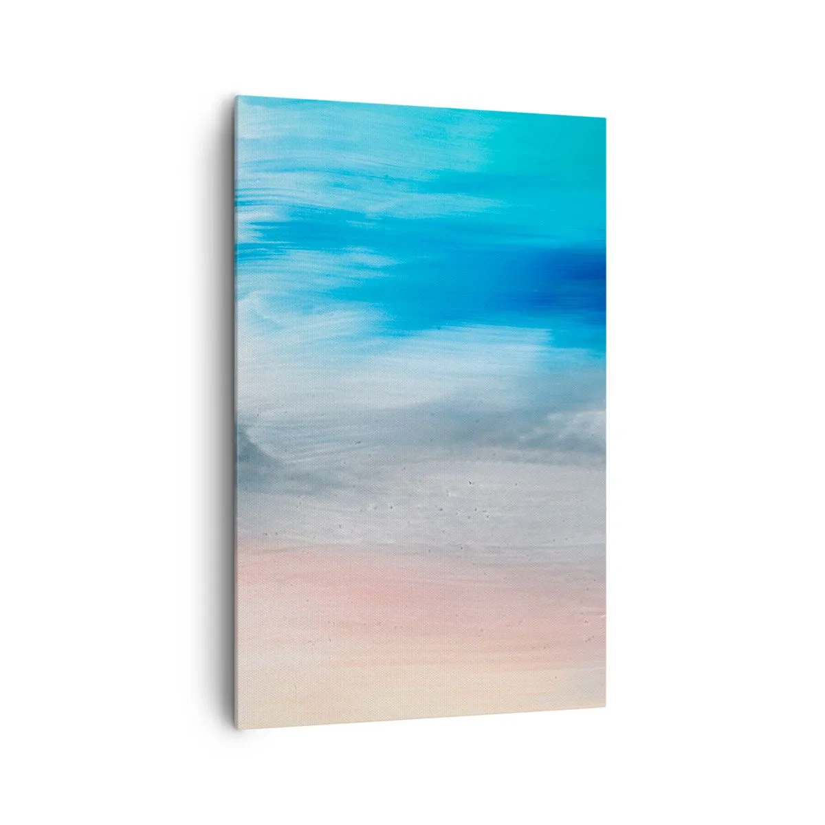 Impression sur toile - Image sur toile - Coups de pinceau abstraits dans des tons de bleu et de rose - 80x120cm - Éléments : air - Décoration murale moderne pour le salon et la chambre ARTTOR