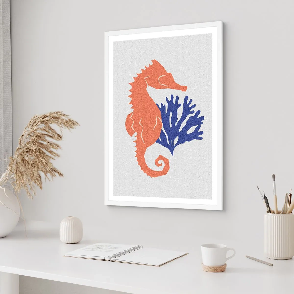 Affiche dans un cadre blanc - Poster - Dans une prairie sous-marine - 40x50 cm