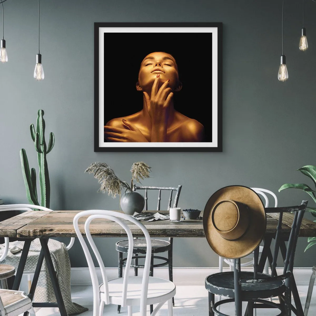 Affiche dans un cadre noir - Poster - Comme de la soie dorée - 60x60 cm