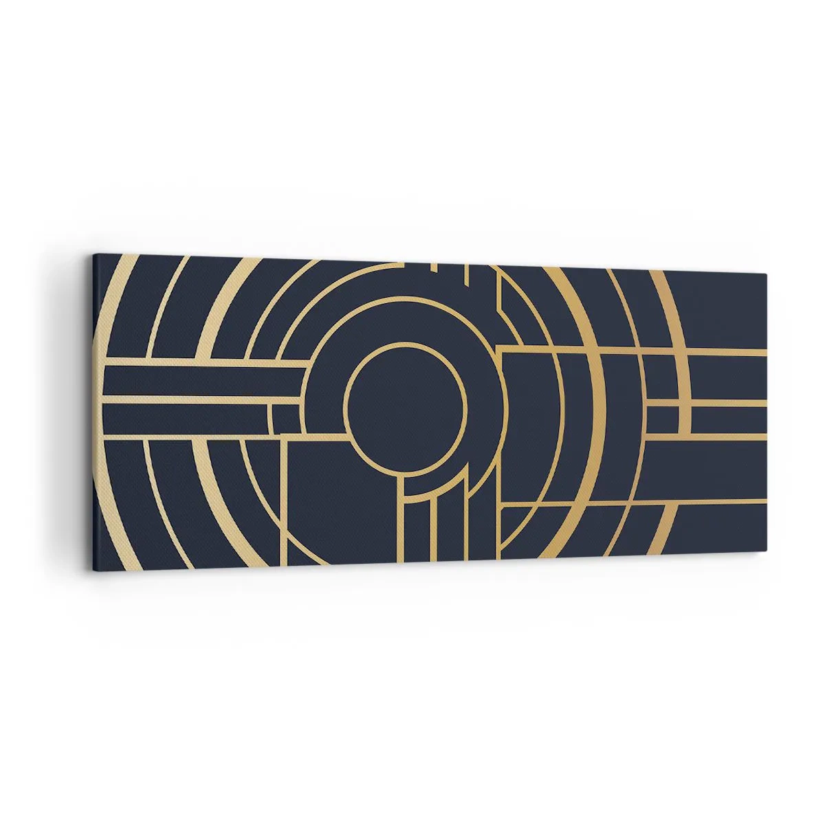 Impression sur toile - Image sur toile - Motif géométrique avec des lignes dorées - 120x50cm - Rotation des éléments - Décoration murale moderne pour le salon et la chambre ARTTOR