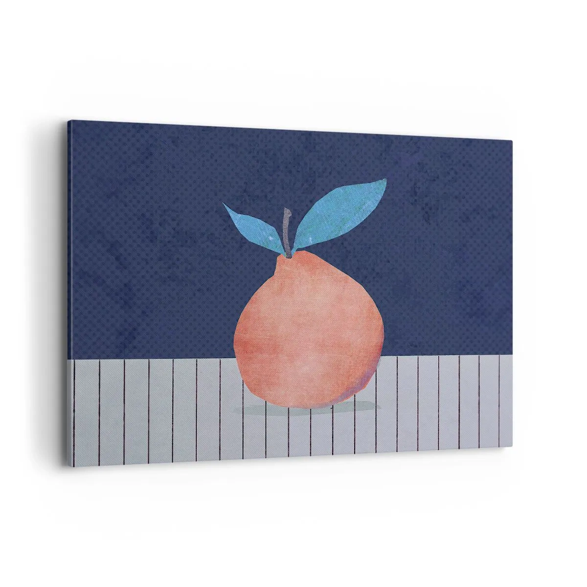 Impression sur toile - Image sur toile - Fruit abstrait sur fond de couleurs contrastées et de lignes droites. - 100x70cm - Convexité et plan - Décoration murale moderne pour le salon et la chambre ARTTOR