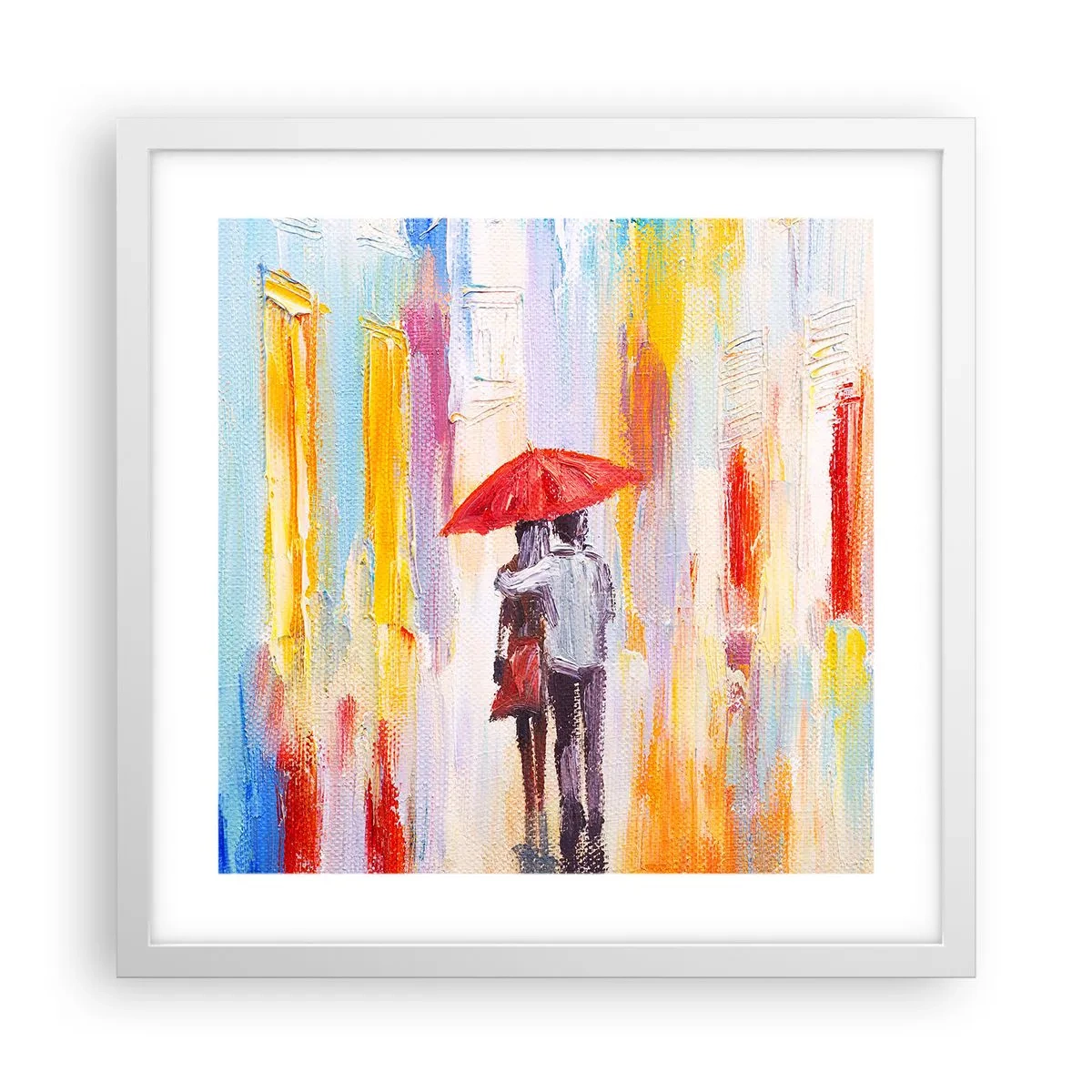 Affiche dans un cadre blanc - Poster - Qu'il pleuve encore - 40x40 cm