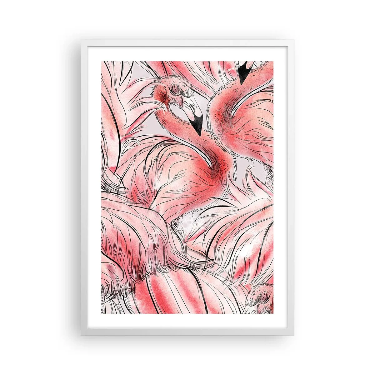 Affiche dans un cadre blanc - Poster - Oiseau corps de ballet - 50x70 cm