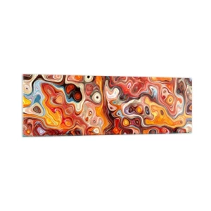 Impression sur verre - Image sur verre - Une composition abstraite dans des tons chauds de rouge, d'orange et de jaune. - 160x50cm - Si les noix fondaient dans du miel - Décoration murale moderne pour le salon et la chambre ARTTOR