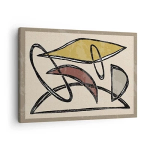 Impression sur toile - Image sur toile - Abstraction avec des formes géométriques et des couleurs sobres - 70x50cm - Verticales et horizontales - Décoration murale moderne pour le salon et la chambre ARTTOR