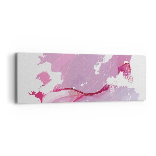 Impression sur toile - Image sur toile - Carte du monde rose - 90x30 cm