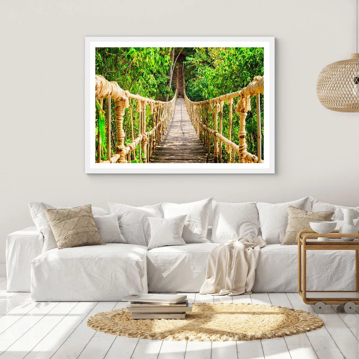 Affiche dans un cadre blanc - Poster - Suspendu dans la nature - 50x40 cm