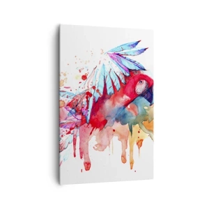 Impression sur toile - Image sur toile - Un perroquet dans un style aquarelle artistique - 80x120cm - Perroquets colorés - Décoration murale moderne pour le salon et la chambre ARTTOR