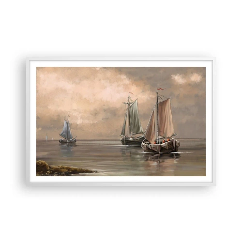 Affiche dans un cadre blanc - Poster - Le retour des marins - 91x61 cm