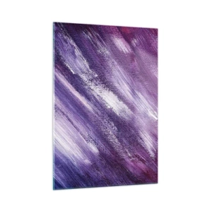 Impression sur verre - Image sur verre - Peinture abstraite dans les tons de violet et de blanc - 50x70cm - Quand le vent ensoleillé souffle - Décoration murale moderne pour le salon et la chambre ARTTOR