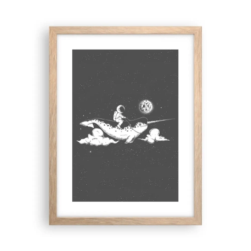 Affiche dans un chêne clair - Poster - Cavalier de l'espace - 30x40 cm