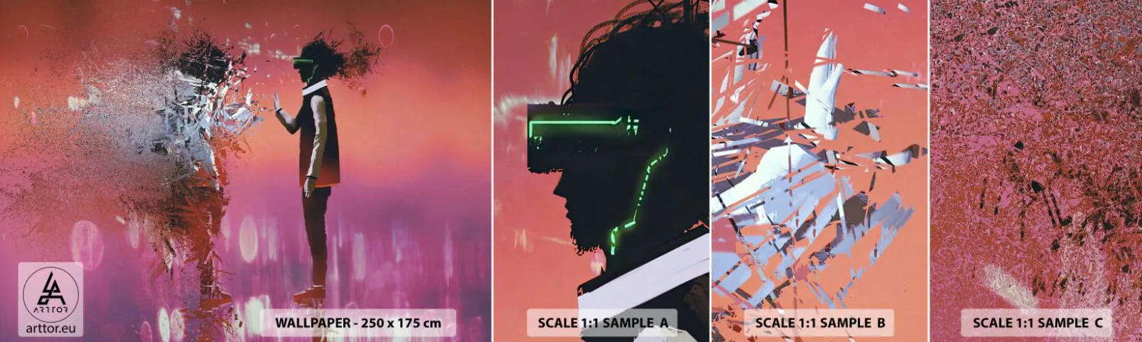 Échantillon de Papier Peint Autocollant Deluxe Sticker - Pouvez-vous regarder à l'intérieur de vous-même ? - Abstraction, Morceau, Personnes - 100x30 cm