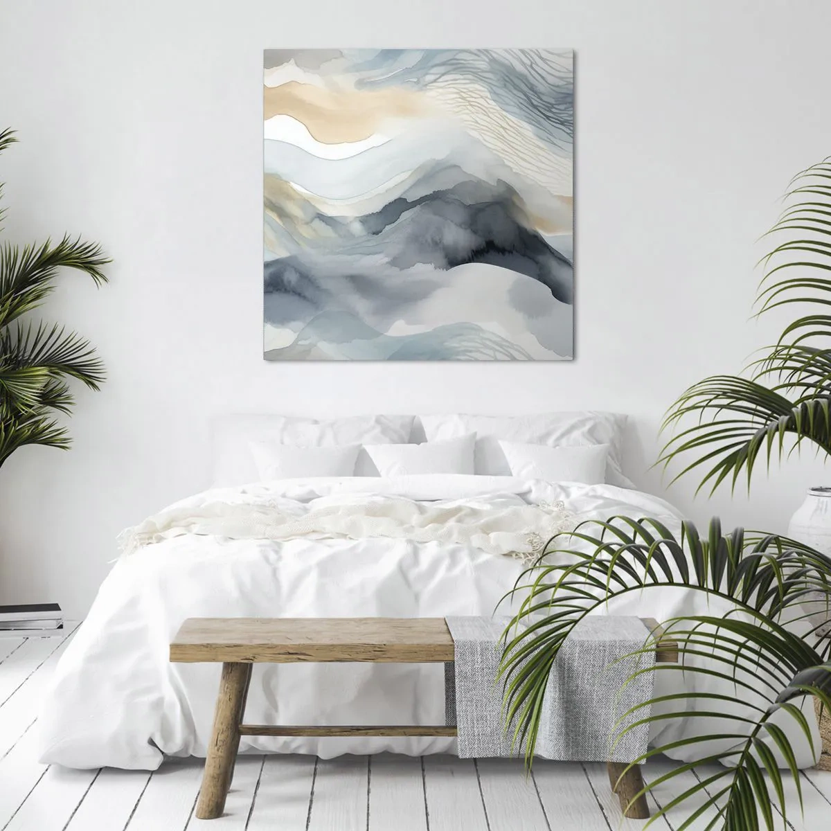 Impression sur toile - Image sur toile - Abstraction enneigée et brumeuse - 40x40 cm