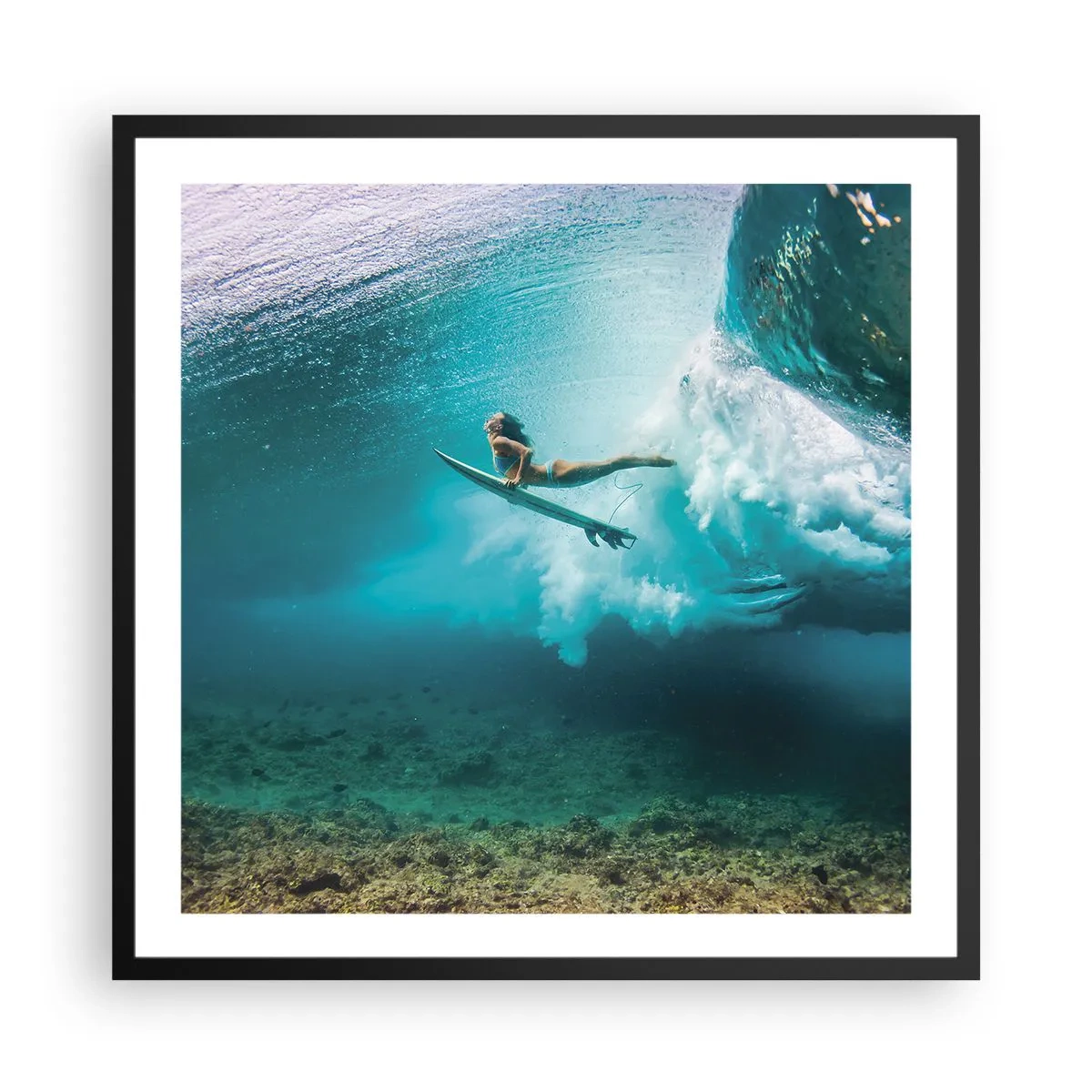 Affiche dans un cadre noir - Poster - Monde sous marin - 60x60 cm