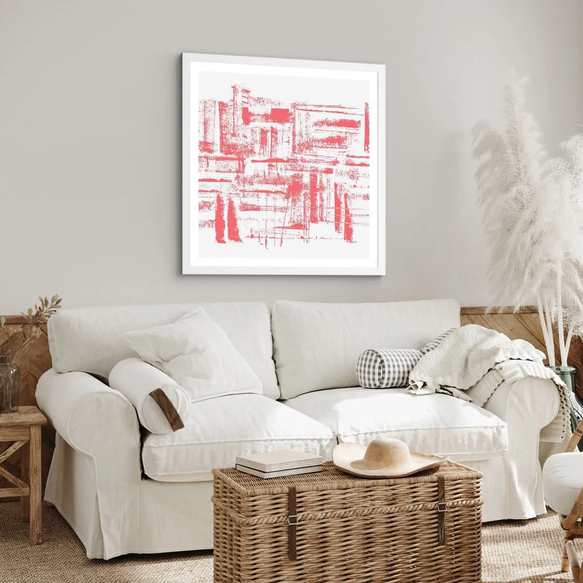 Affiche dans un cadre blanc - Poster - La ville rouge - 60x60 cm