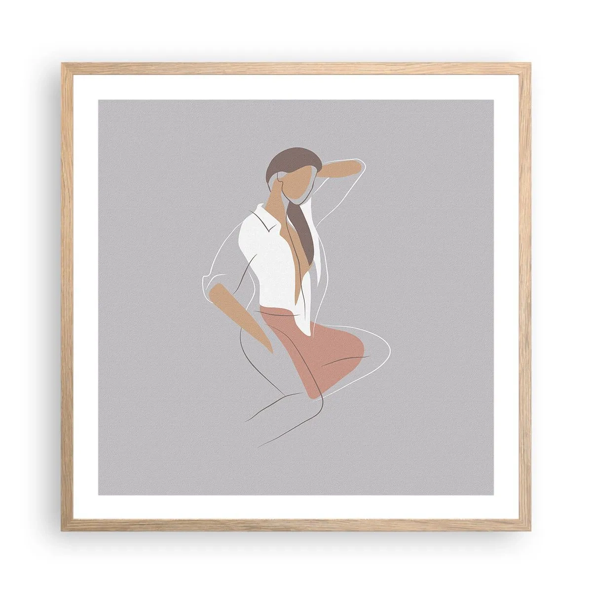 Affiche dans un chêne clair - Poster - Contour gracieux - 60x60 cm