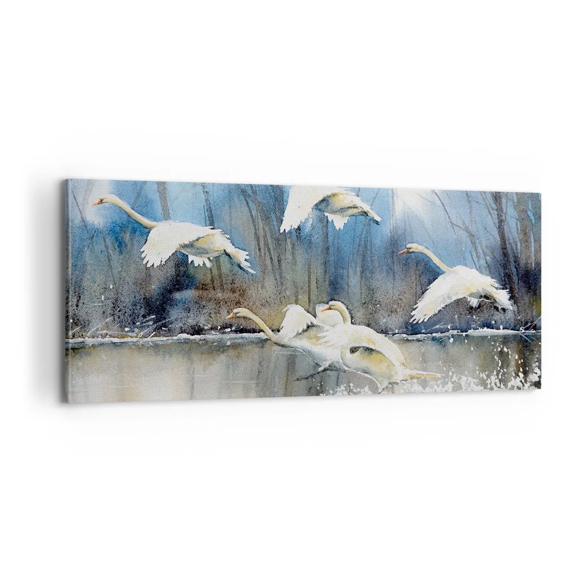 Impression sur toile - Image sur toile - Comme dans un conte de fées sur les cygnes sauvages - 100x40 cm