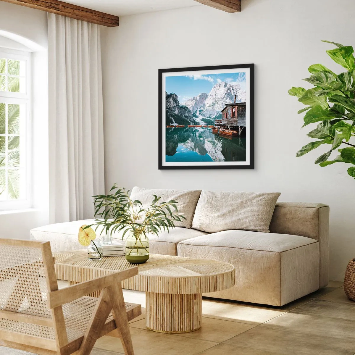 Affiche dans un cadre noir - Poster - Un matin cristallin en montagne - 30x30 cm