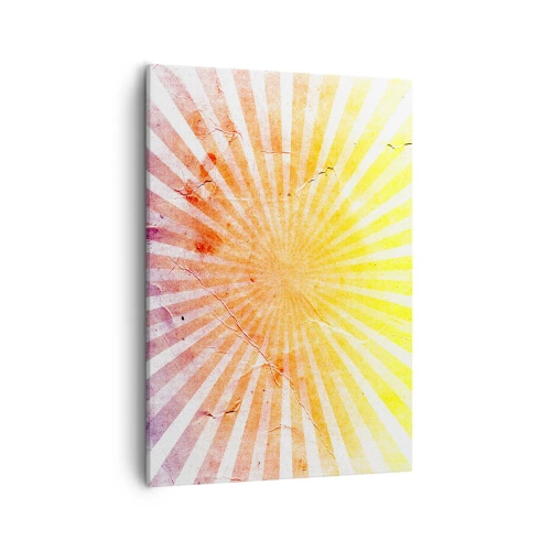 Impression sur toile - Image sur toile - Rayons de soleil dans les tons orange et jaune - 50x70cm - Levant et couchant - Décoration murale moderne pour le salon et la chambre ARTTOR